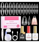 Beetles Gel Nail Kit Etch-X, Almond Short, 288pcs 12 Sizes Nail Tips, 3Pcs 15ml HEMA-Free Nail Gl...