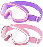 Vvinca 2pc Kids Goggles with Elastic Fabric Strap, Wide View Anti Fog UV Anti Shattered Lens for ...