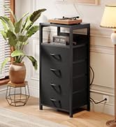 NightStand Bedside Charging Table Bedroom - Night Stand with Charger Station, Modern End Table wi...