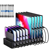 270W Charging Station for Multiple Devices, 20-Port USB Fast Charging Station with Adjustable Div...