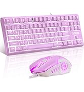 CHONCHOW LED Keyboard and Mouse Combo,Wired 87 Key Mechanical Feel Anti-ghosting Backlight Keyboa...