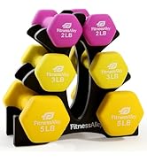 Fitness Alley Neoprene Workout Dumbbells - Non Slip, Anti Roll Exercise &amp; Fitness Dumbbells set w...