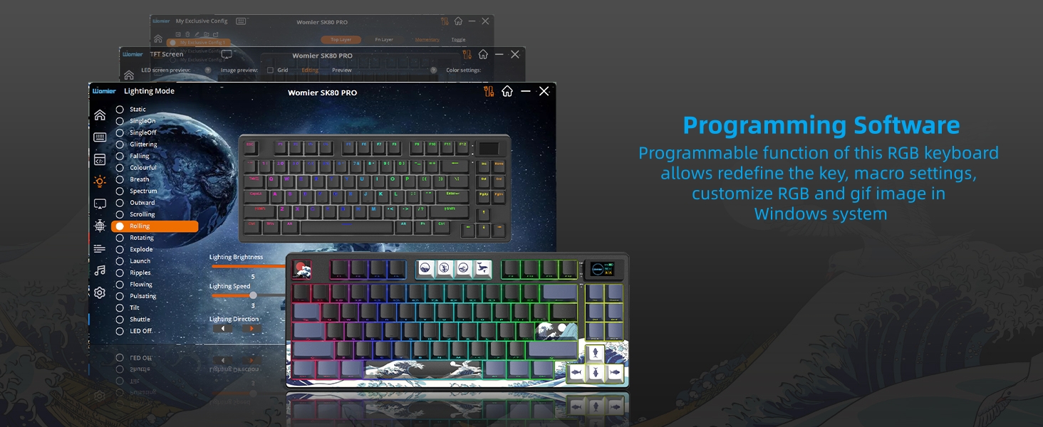 75% Wireless Mechanical Keyboard, Creamy Gaming Keyboard, 75% Black keyboard