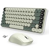 LAMA Colorful Wireless Keyboard and Mouse Combo, Retro 85 Keys Round Keyboard Mouse Set, Adjustab...