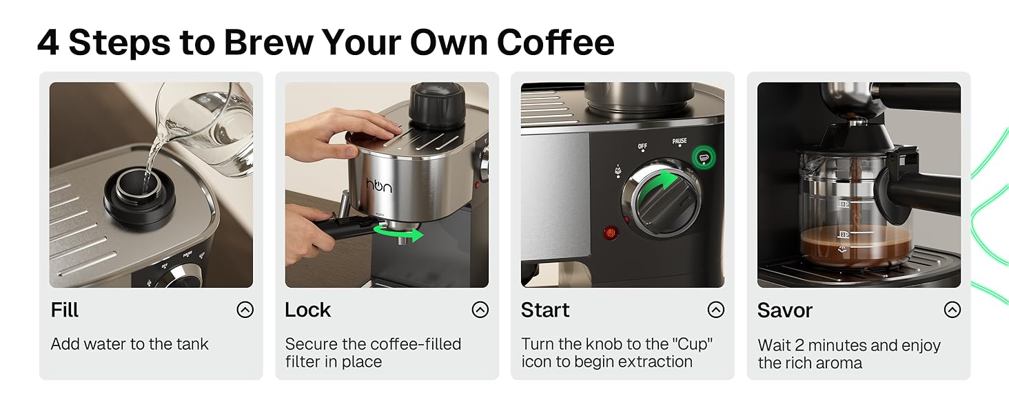 HBN Espresso Machine, 3.5Bar Espresso and Cappuccino Maker