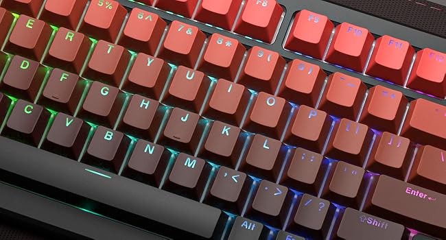 Shine Through Keycaps, PBT Keycaps, Red Keycaps 135 Keys