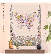 Jhdstore Vertical Flowers Tapestry Wall Hanging Small Butterfly Tapestries for Bedroom Aesthetic ...