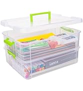 TERGOO 2 Layer Plastic Storage Containers with Lids, Multipurpose Clear Stack &amp; Carry Box, Portab...