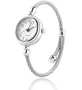 Watches for Women, Female Analog Round Quartz Alloy Strap Open Bracelet Watch Wristwatch(Digital ...