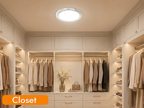 Rechargeable Ceiling Light, Magnetic Wireless Motion Sensor Ceiling Light, Wireless Battery Operated