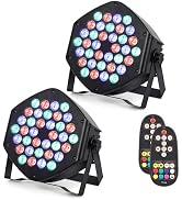 LUNSY Rechargeable Par Lights 36 RGB Stage Lights, Wireless Dj Uplights Battery Powered Uplightin...