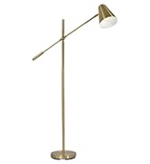 OttLite Archer Floor Lamp - Mid-Century Modern Design, Satin Brass Finish, LED, Adjustable Shade
