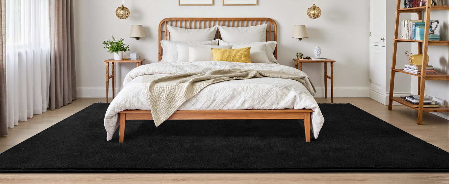 4x6 Washable Area Rugs for Bedroom Living Room Classroom Soft Memory Foam Rug for Kids Carpet Black
