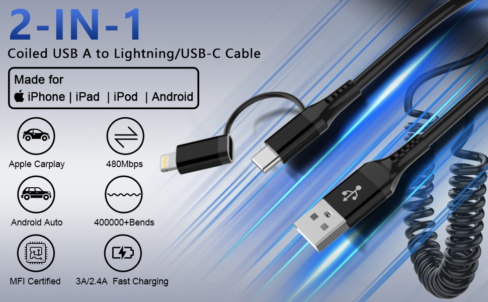 4-in-1 usb c cable lightning cable usb to usb c and lightning cable coiled lightning cable apple 
