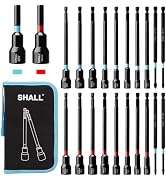 SHALL 20PCS Magnetic Nut Driver Set, 6” Long Nut Drivers for Impact Drill, SAE &amp; Metric 1/4” Hex ...