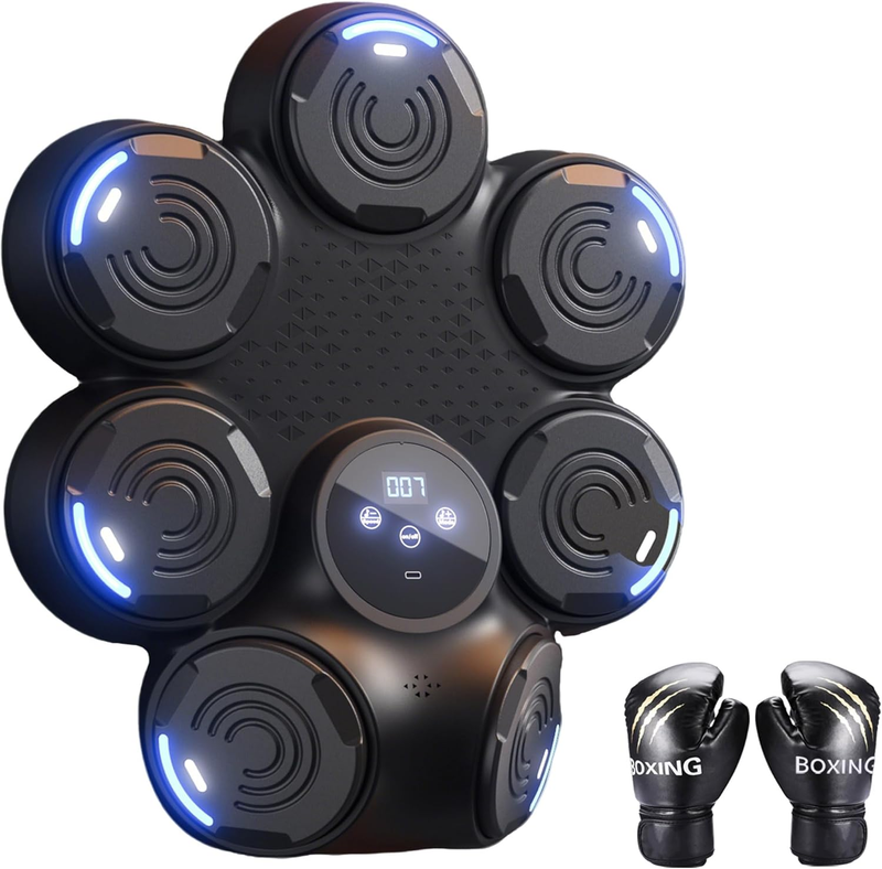 Jab and Hook Punch Music Boxing Machine with Boxing Gloves Work Out Equipment for Home Gym Wall-Mounted Punching Pad for Fitness