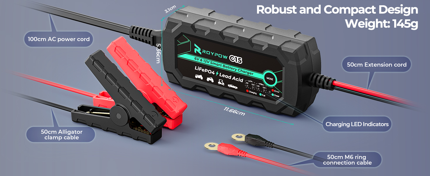 12V 1A LiFePO4 Battery Charger