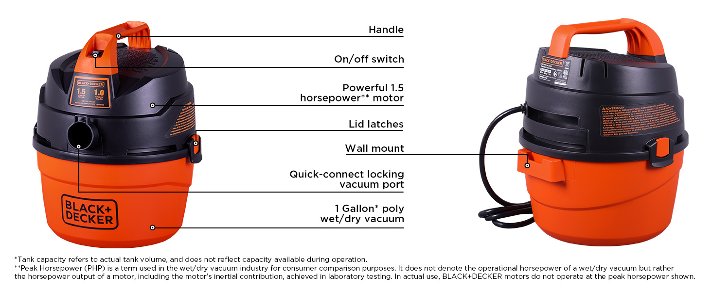 BLACK+DECKER WET DRY Portable Wet/Dry Vac accessories lightweight vacuum cleaner car detailing