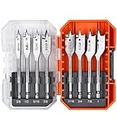 Luckyway Spade Drill Bits Set, Paddle Flat Bits 3/8 Inch to 1 Inch for Wood, Plastic, Aluminum Ho...