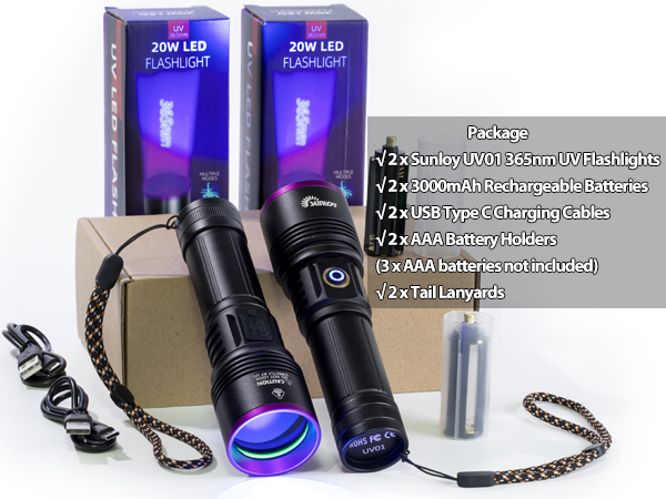 365nm UV Flashlight 2 Pack