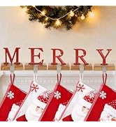 INNO STAGE Christmas Stocking Holders for Mantle Set of 5, Merry Stocking Holder with Non-Slip Ba...