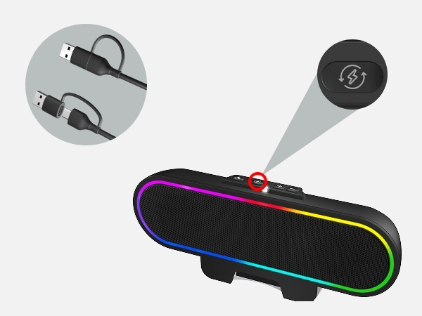 USB-C to USB-A adapter, power switch button to USB-C/A increases sound quality