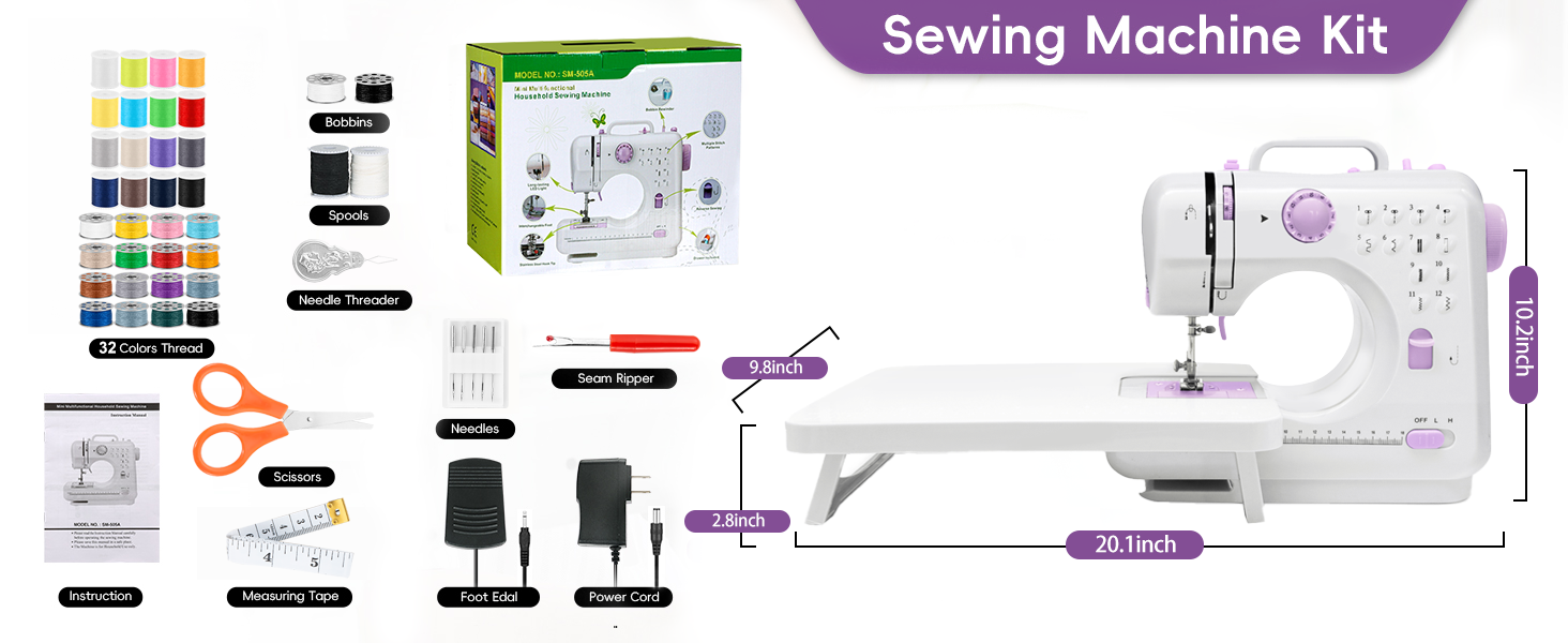 Sewing Machine with Extension Table, Mini Sewings Machines Portable Electric Sewing Machine