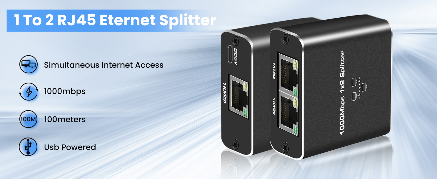 Ethernet Splitter 1 in 2 Out