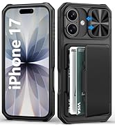 BXYJY for iPhone 17 Case Wallet, Card Holder (4-5 Cards), Slide Camera Cover, Military Drop Prote...