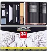 MARTCOLOR Drawing Sketching Pencils Set, 34 Pieces Pro Art Pencil Kit - Graphite Pencils (14B-4H)...