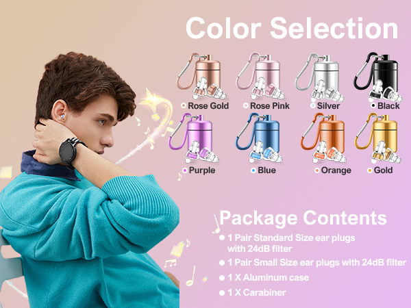 High Fidelity Concert Earplugs for Concerts Musicians,Earplugs for noise reduction