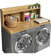 2-Tier Washer Dryer Countertop, 18.5" Raised Height Laundry Countertop with Edge Rails and Non-Sl...