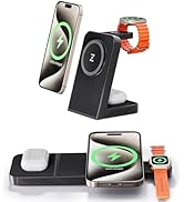 MagFree Transform 3-in-1 Fast Wireless Charging Station Multiple Devices, 15W Magnetic Travel Cha...