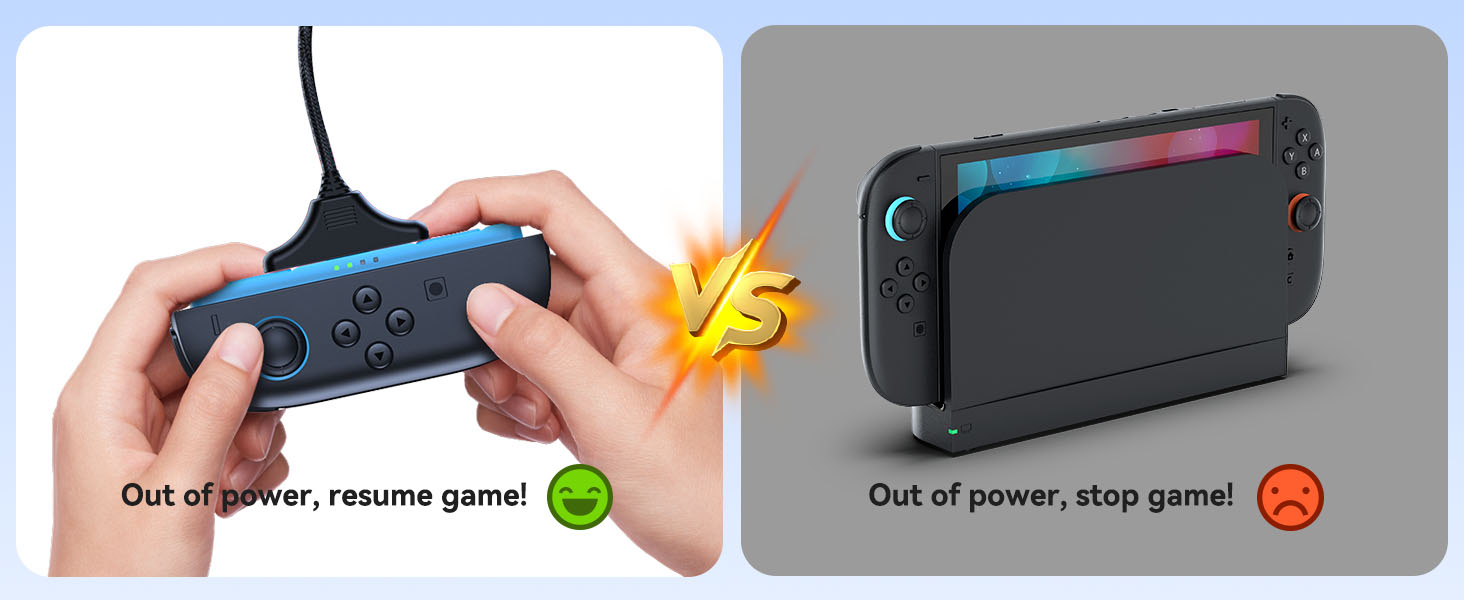Play games safely for hours while the cord regulates power flow