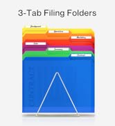Dunwell Plastic Colored File Folders - (6 Pack), Sturdy 1/3 Tab File Folders Letter Size, Assorte...