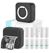 HUIJUTCHEN Mini Sticker Printer - Mini Pocket Printer for iPhone Thermal Printer with 10 Rolls Th...