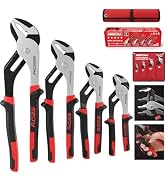 4-Piece Groove Joint Pliers Set, 12" 10" 8" 6" Adjustable Water Pump Pliers with Non-Slip Handles...