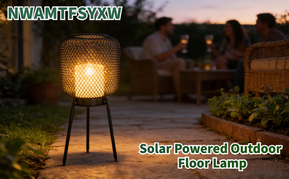 Solar Powered Outdoor Floor Lamp - Black Iron Mesh (Black Iron Mesh)