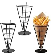 DOITOOL 3 Pcs French Fry Holder, Black Wire Fry Basket Ice Cream Cone Holder Stand, Black Wire Ap...