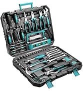 TLGREEN 79 Pieces Tool Set,Car Tool Kit,Basic Tool Kit with Tool Box,Ratchet Handle,Bits Driver H...