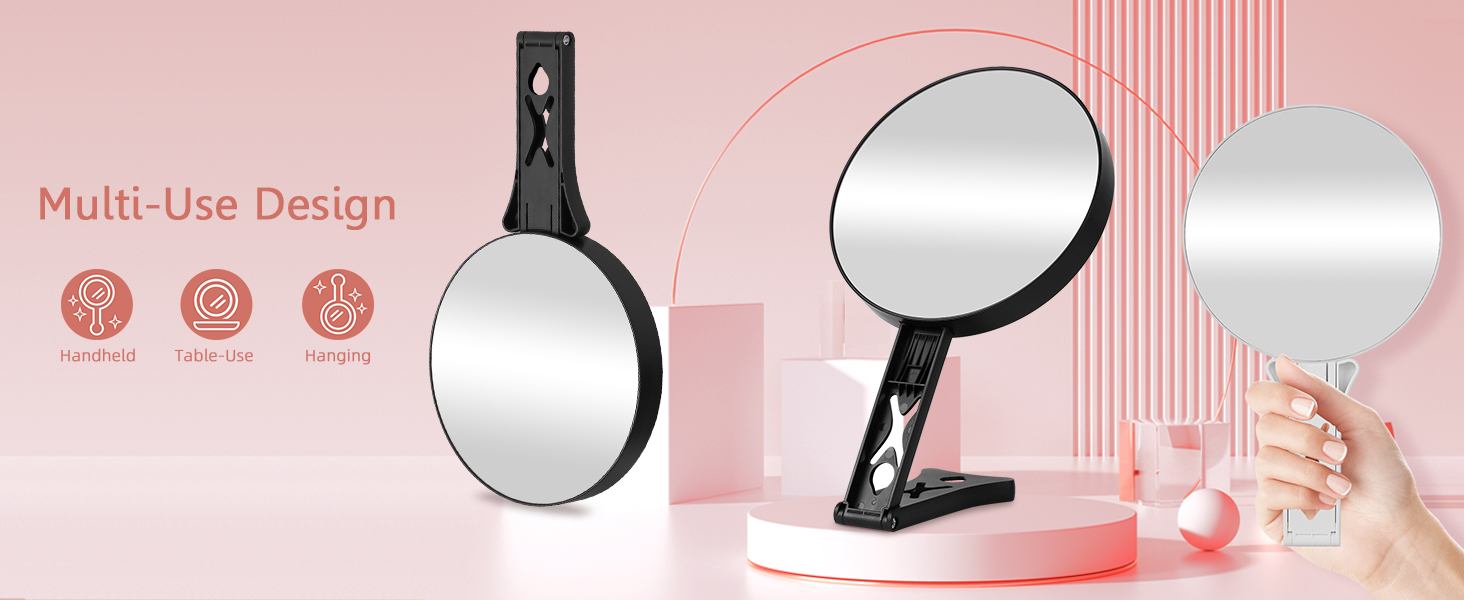 Dual-Sided Handheld Magnifying Makeup Mirror