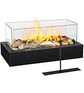 Tabletop Fire Pit AVOFOREST Novelty Stainless Steel Tabletop Fireplace with Cobblestone - Portabl...
