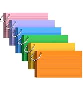 6 Pads Flash Cards Revision 3x5 Flashcards, Index Cards 3x5 Study Cue Cards | Colored Lined Paper...