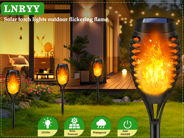 Solar Torch Lights with Flickering Flame