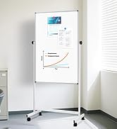 Double-Side White Board with Stand Magnetic Mobile Whiteboard 24x40 Height Adjustable Rolling