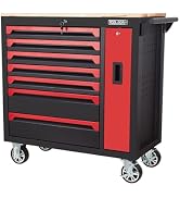 Rolling Large Tool Chest Cabinets 36.2-Inch 7 Horizon Drawers and 1 Vertical Side Drawer and 4 Wh...