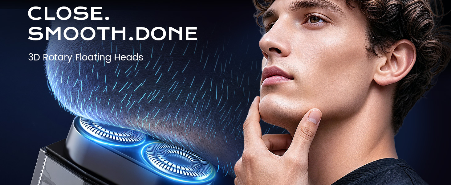 3D rotary floating heads mens electric shaver