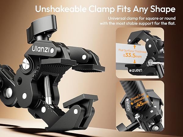 ULANZI Super Clamp Camera Clamp Mount with 2 Section Kit