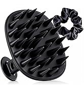 Azosowo Scalp Massager Shampoo Brush with Satin Scrunchie, Ultrasoft Silicone Scalp Scrubber for ...