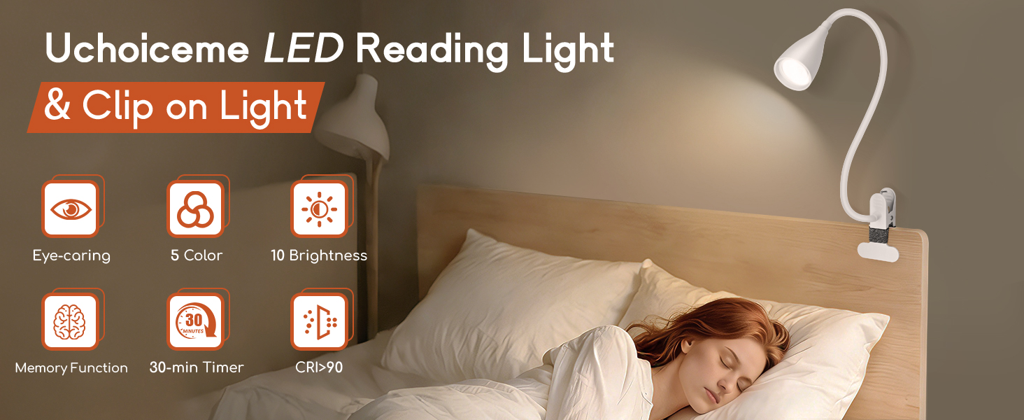 Reading Light for Book in Bed,Clip on Light Reading Lamp Clip on Desk Lamp